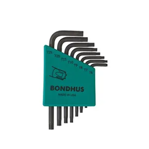 Bondhus 31732 Set of 8 TORX L-wrenches, Short Length, Sizes T6-T25