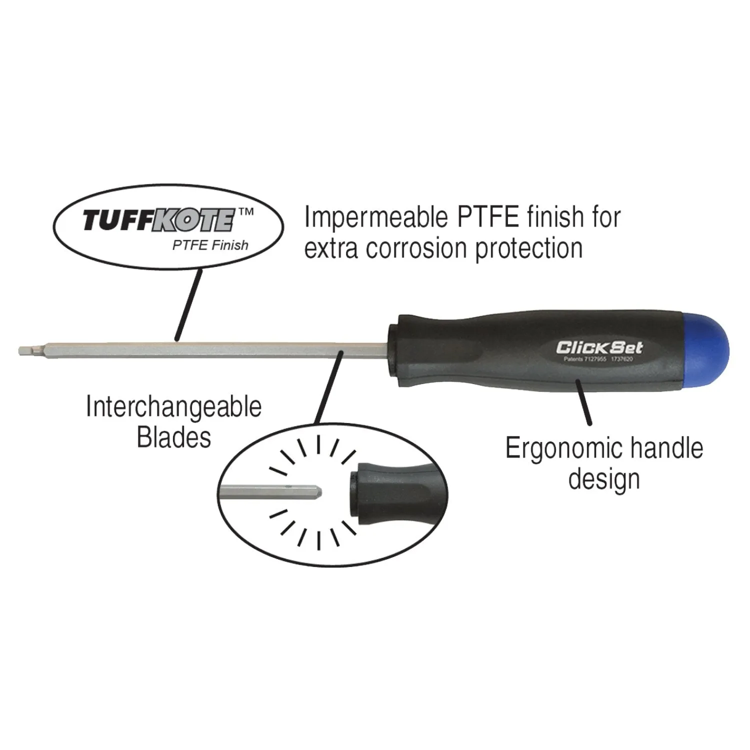 Bondhus 50076 ClickSet Handle - 31.0in-lb/3.5Nm   T15 TorxPlus Blade