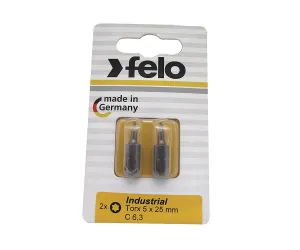 Felo 0715752865 T5 x 1" TORX Industrial Bit, 2 Pack