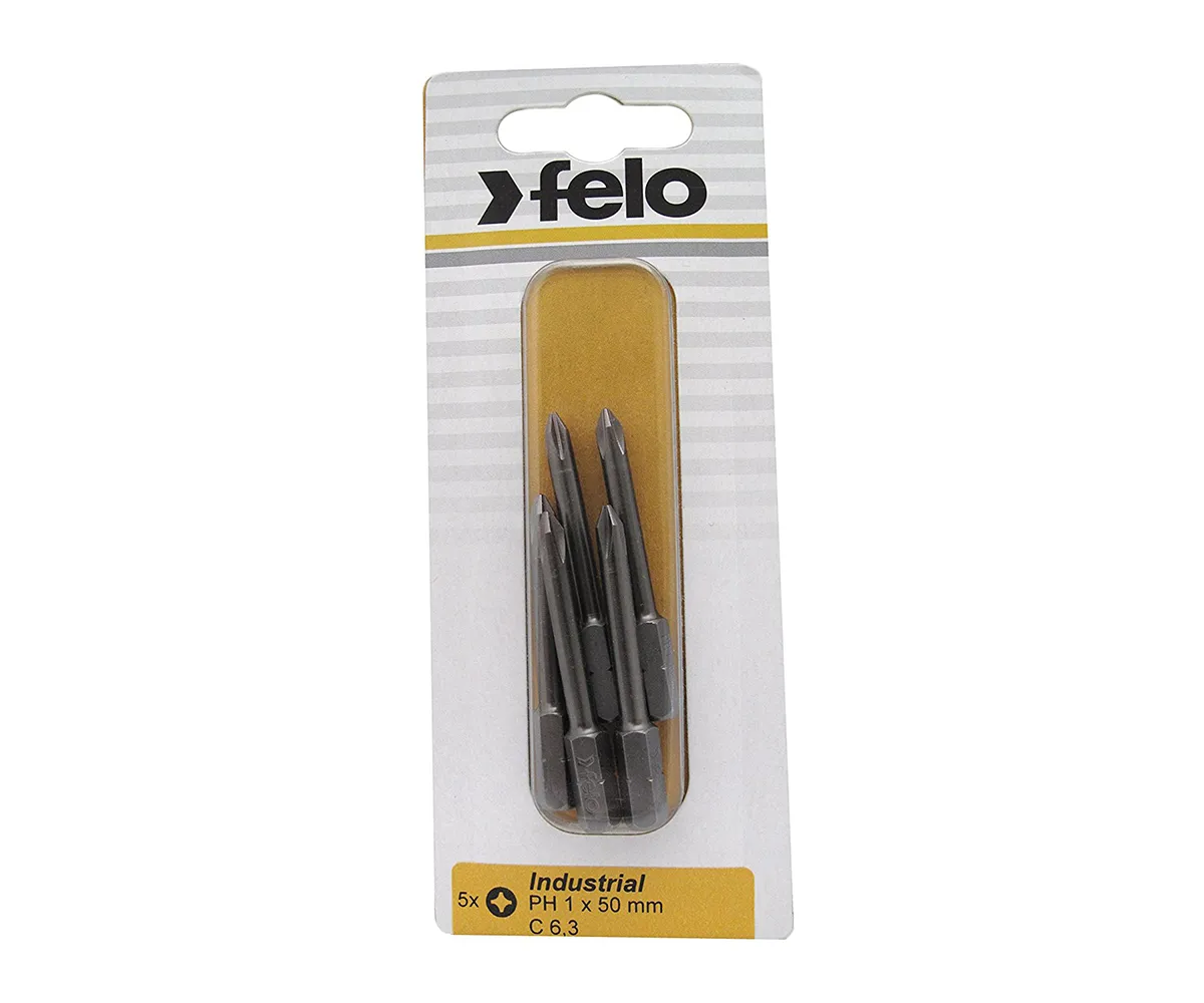 Felo 0715753025 PH 2 x 2" Phillips Industrial Bits, 5 Pack