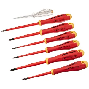 Felo 0715762745 E-Slim Insulated Slotted & Phillips Screwdriver Set, 7 Piece