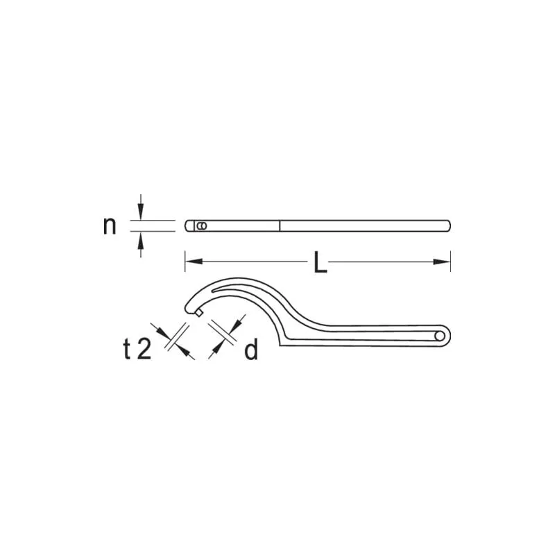 Gedore 6338280 Hook wrench with pin, 205-220 mm