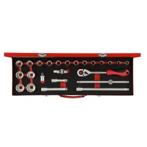 Gedore R69004024 Hex Socket Set 1/2" Drive 10-32 mm 24 Pcs
