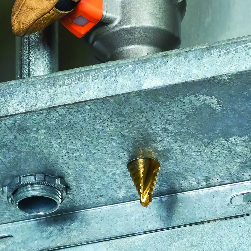 Klein Tools 25961 Step Drill Bit, Spiral Double-Fluted, 7/8-Inch to 1-1/8-Inch, VACO