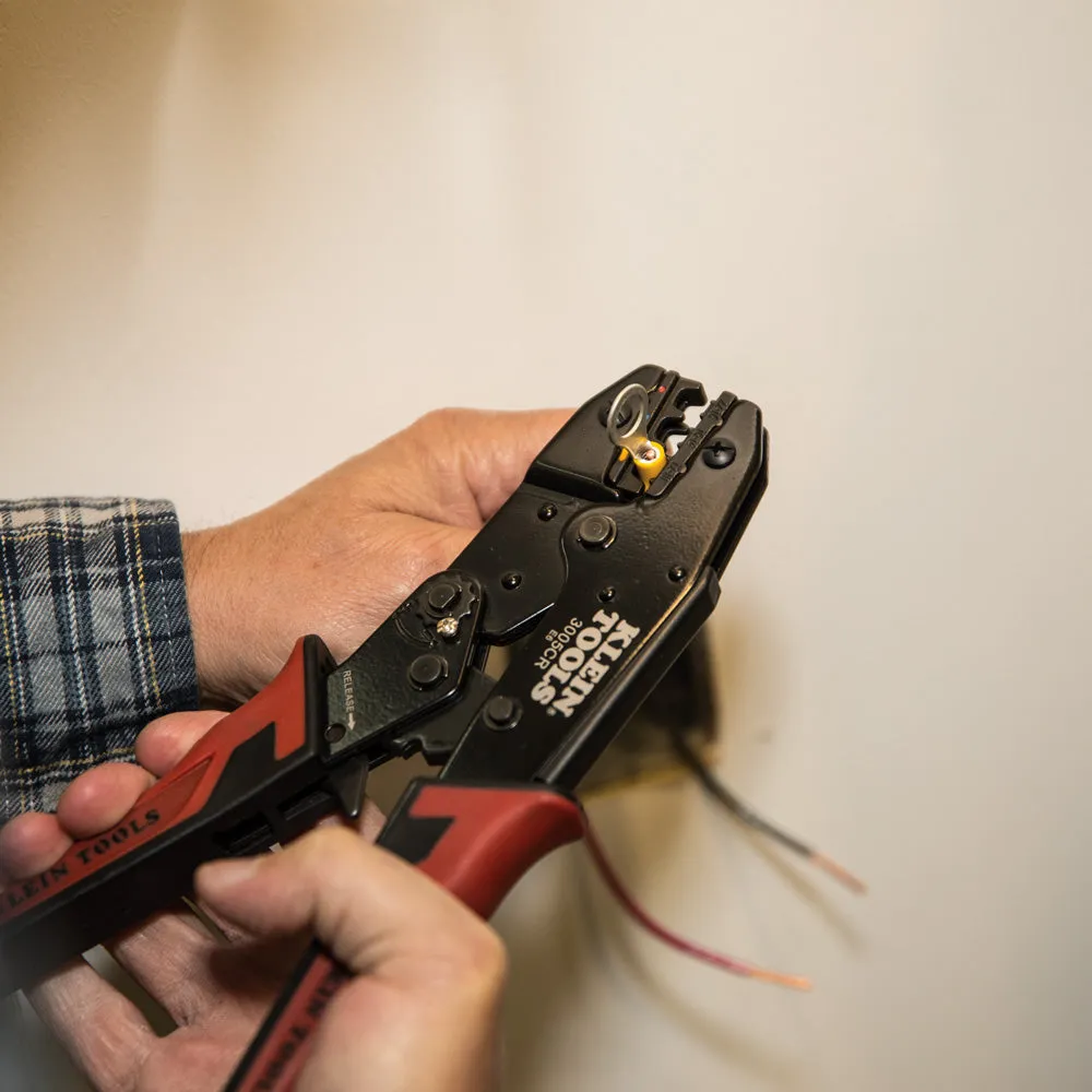 Klein Tools 3005CR Ratcheting Crimper, 10-22 AWG - Insulated Terminals
