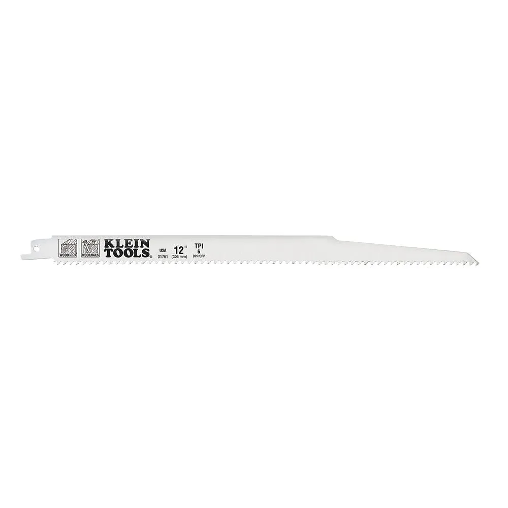 Klein Tools 31761 12-Inch Reciprocating Saw Blades, 6 TPI, 5-Pack