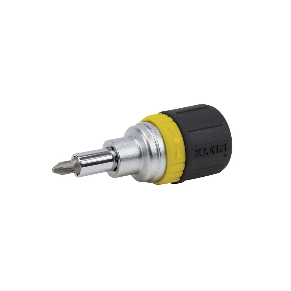 Klein Tools 32593 6-in-1 Ratcheting Screwdriver, Stubby
