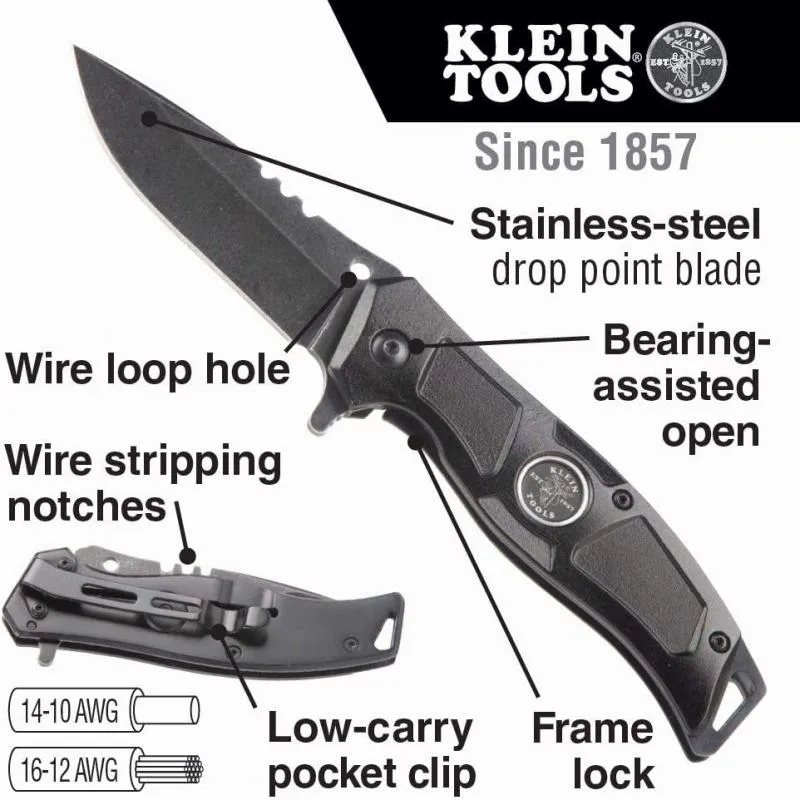 Klein Tools 44228 Electricians Bearing-Assisted Open Pocket Knife