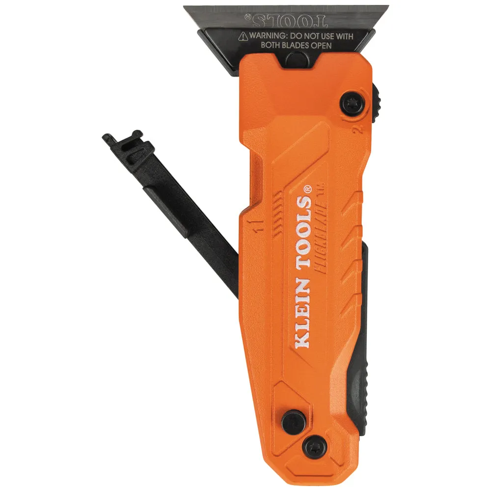 Klein Tools 44306 FLICKBLADE 2-in-1 Utility Knife & Scraper with Blade Storage