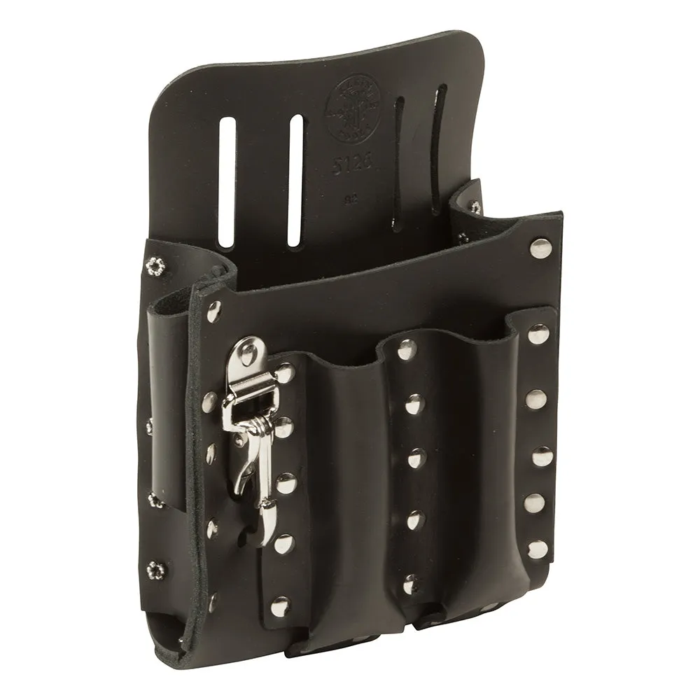 Klein Tools 5126 Leather Tool Pouch with Knife Snap, 5-Pocket