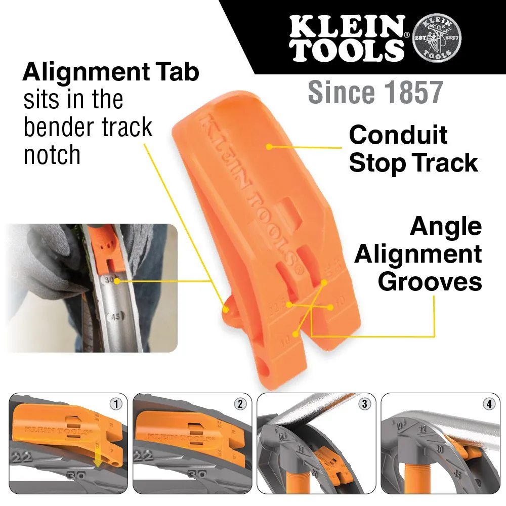 Klein Tools 51606 Aluminum Conduit Bender 1/2-Inch EMT, Wide Foot Pedal, Benchmark Symbols and  Angle Setter Technology