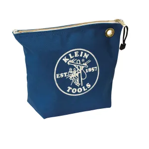 Klein Tools 5539BLU Canvas Zipper Pouch, 10-Inch Tool Bag Storage Organizer, Blue