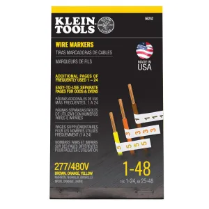 Klein Tools 56252 Wire Marker Book, 277/480V 3 Phase 1-48