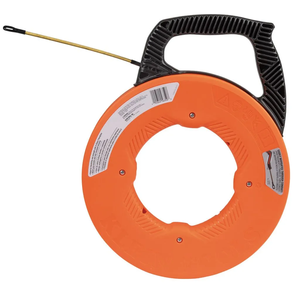 Klein Tools 56351 Fiberglass Fish Tape with Spiral Steel Leader, 100-Foot