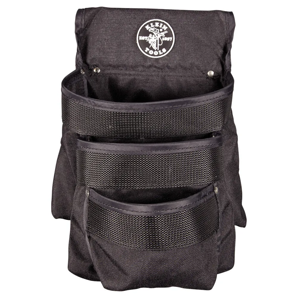 Klein Tools 5703 Poweline Series Utility Pouch Made of Double Stitched and Rivet Reinforced Cordura Fabric, 3-Pocket