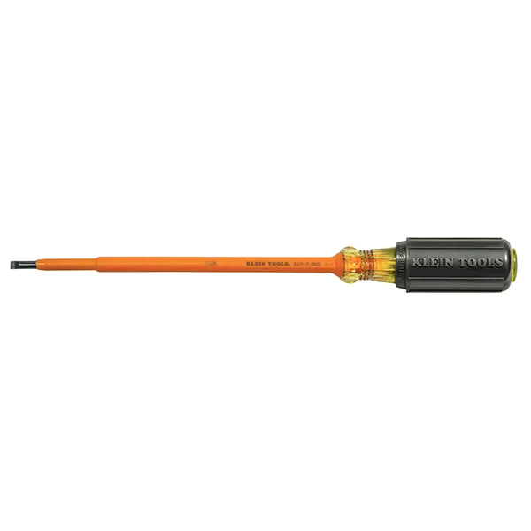 Klein Tools 601-7-INS Insulated 3/16'' Cabinet Tip 7'' Shank Screwdriver