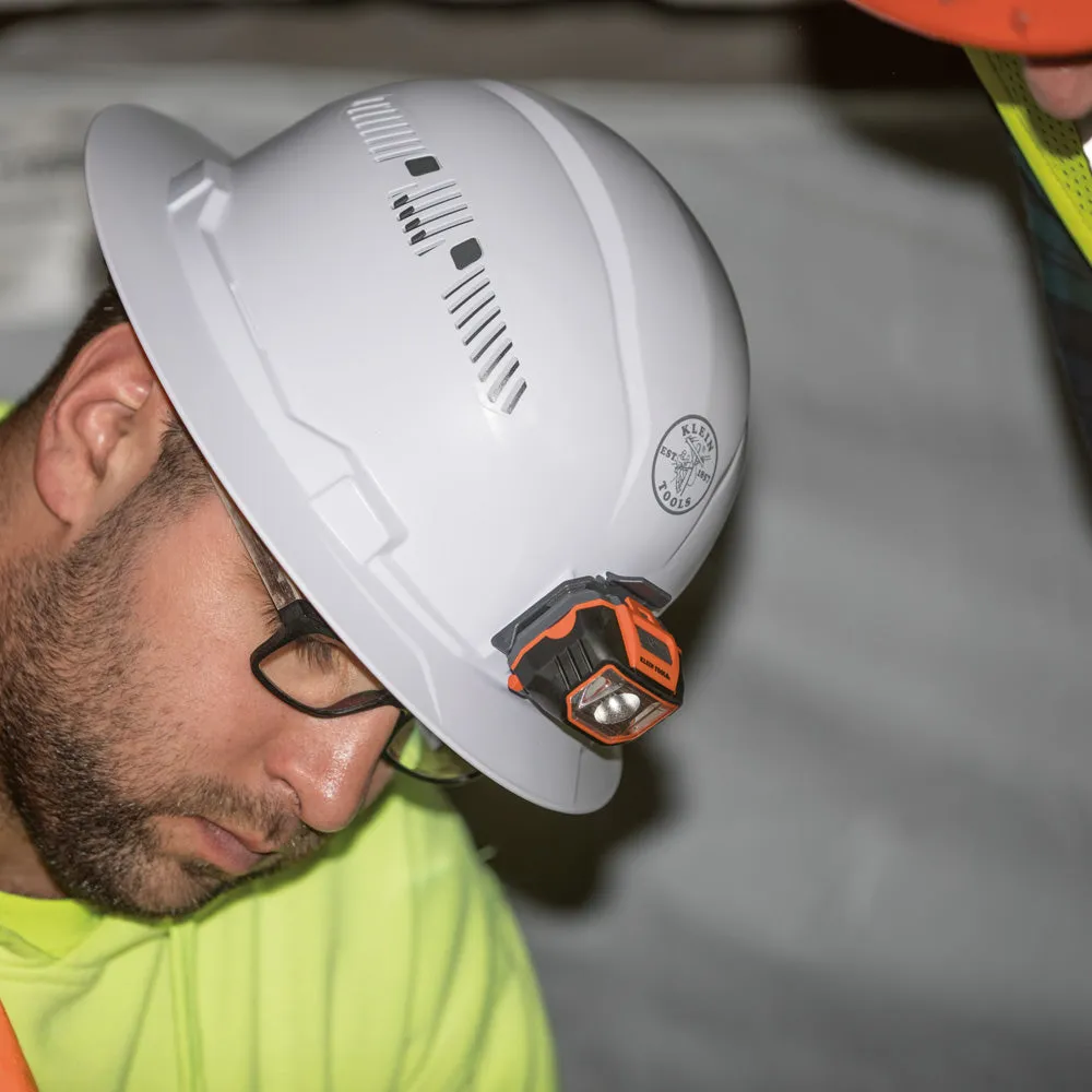 Klein Tools 60407 Hard Hat, Vented, Full Brim with Headlamp