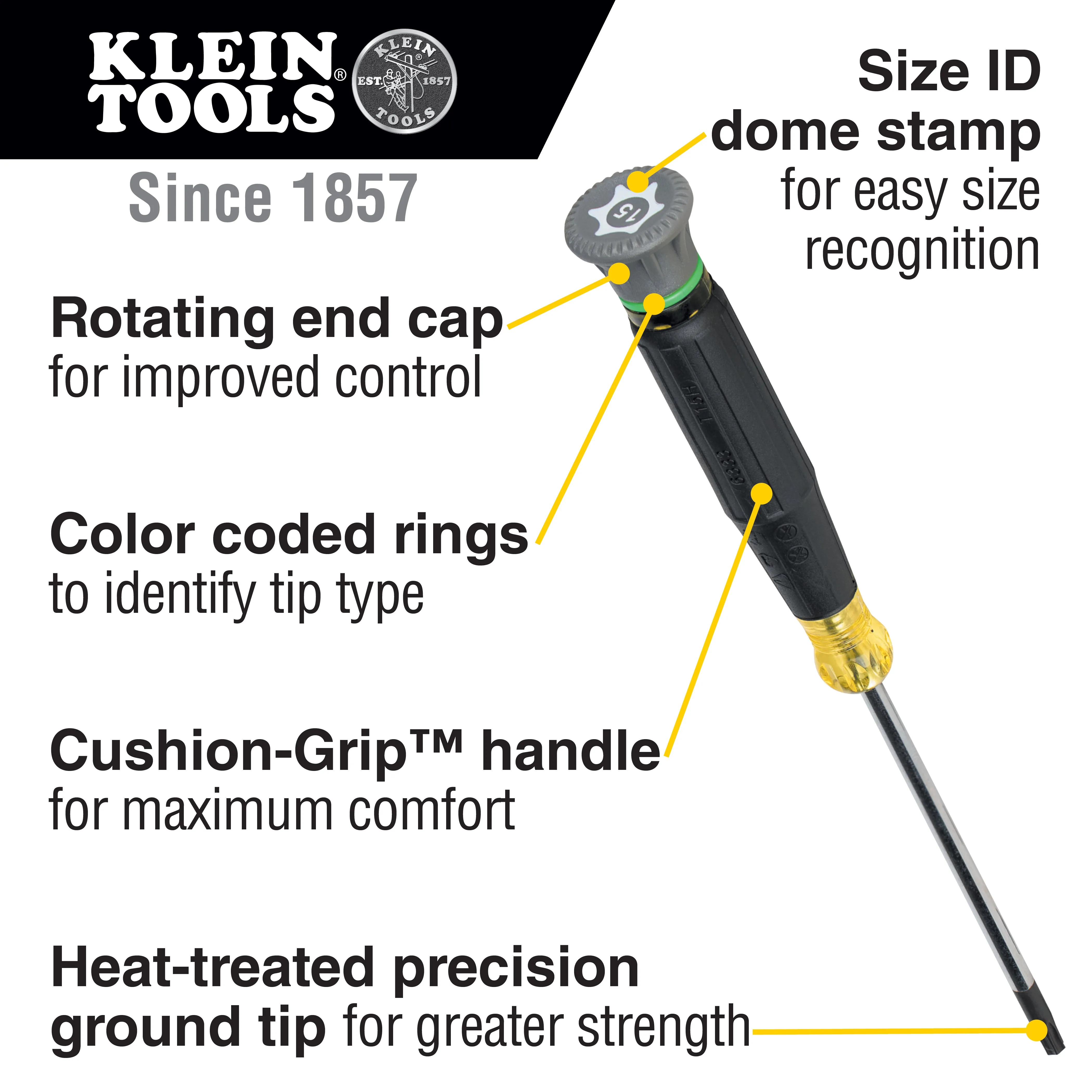 Klein Tools 6303 Precision Screwdriver, T6H TORX, 3" Shank