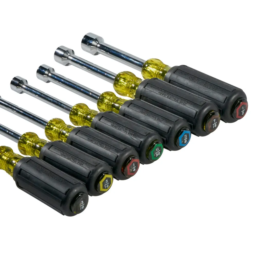 Klein Tools 631 Nut Driver Set 3-Inch Shafts, Cushion Grip, 7-Piece