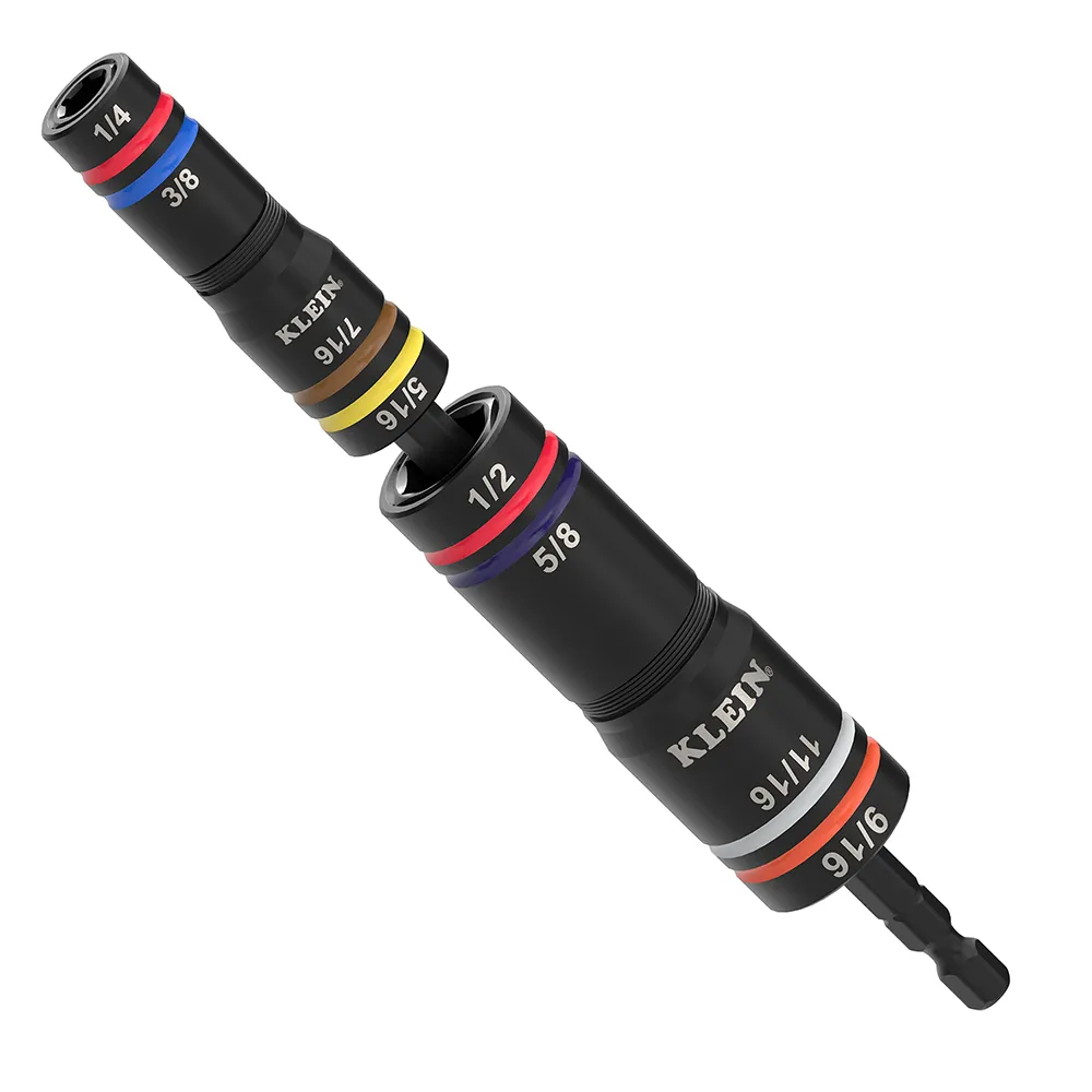 Klein Tools 652QS Quad-8 Deep-Well Heavy-Duty Impact Flip Sockets, SAE, 3 Pc.