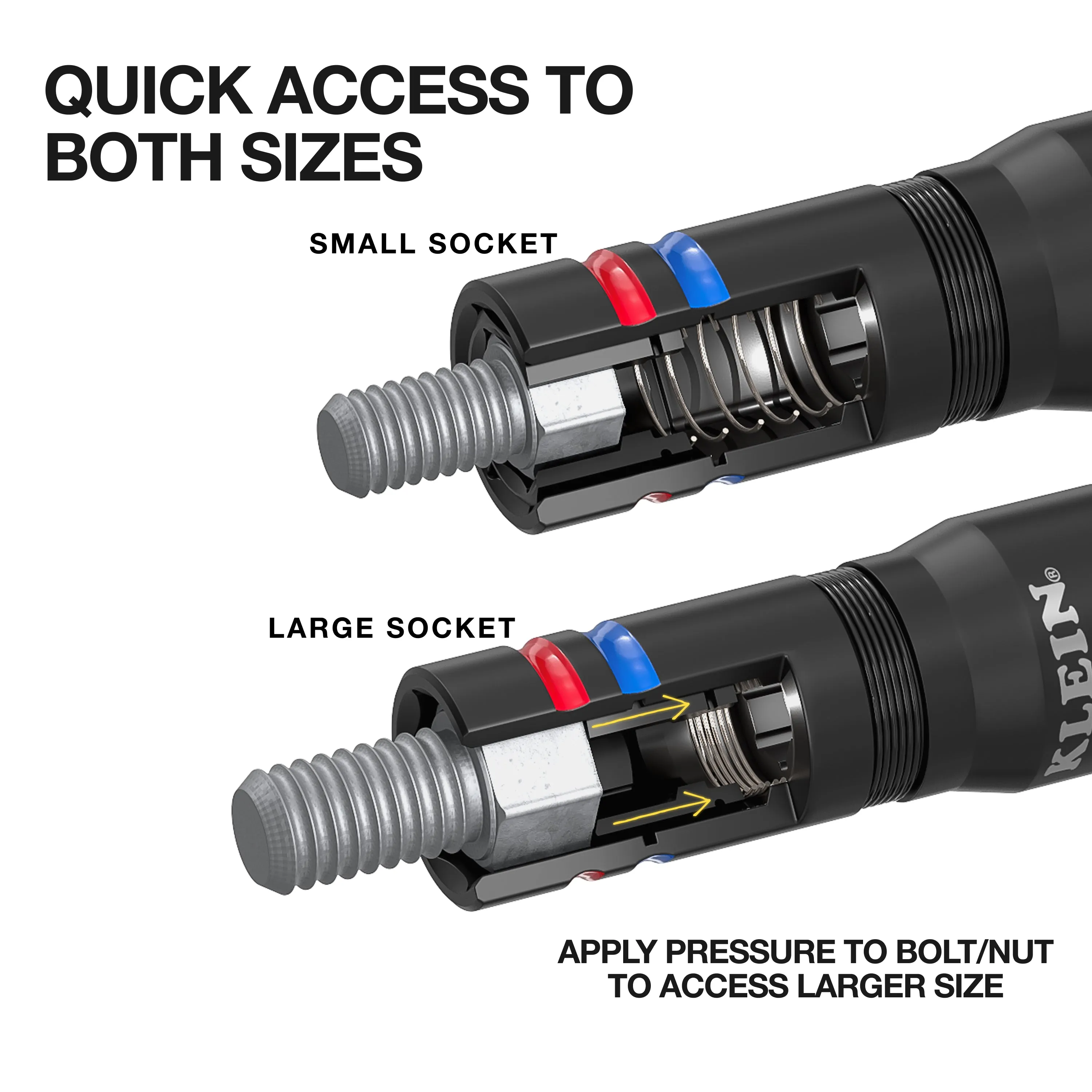 Klein Tools 653QS KNECT Quad-12 Deep-Well Heavy-Duty Impact Flip Sockets, SAE, 6 Pc.