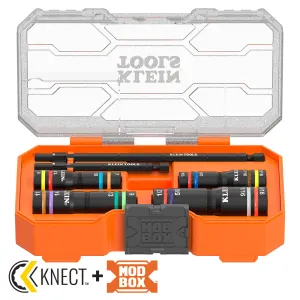 Klein Tools 654QS KNECT Quad-16 Heavy-Duty Impact Flip Sockets, SAE and Metric, 6 Pc.