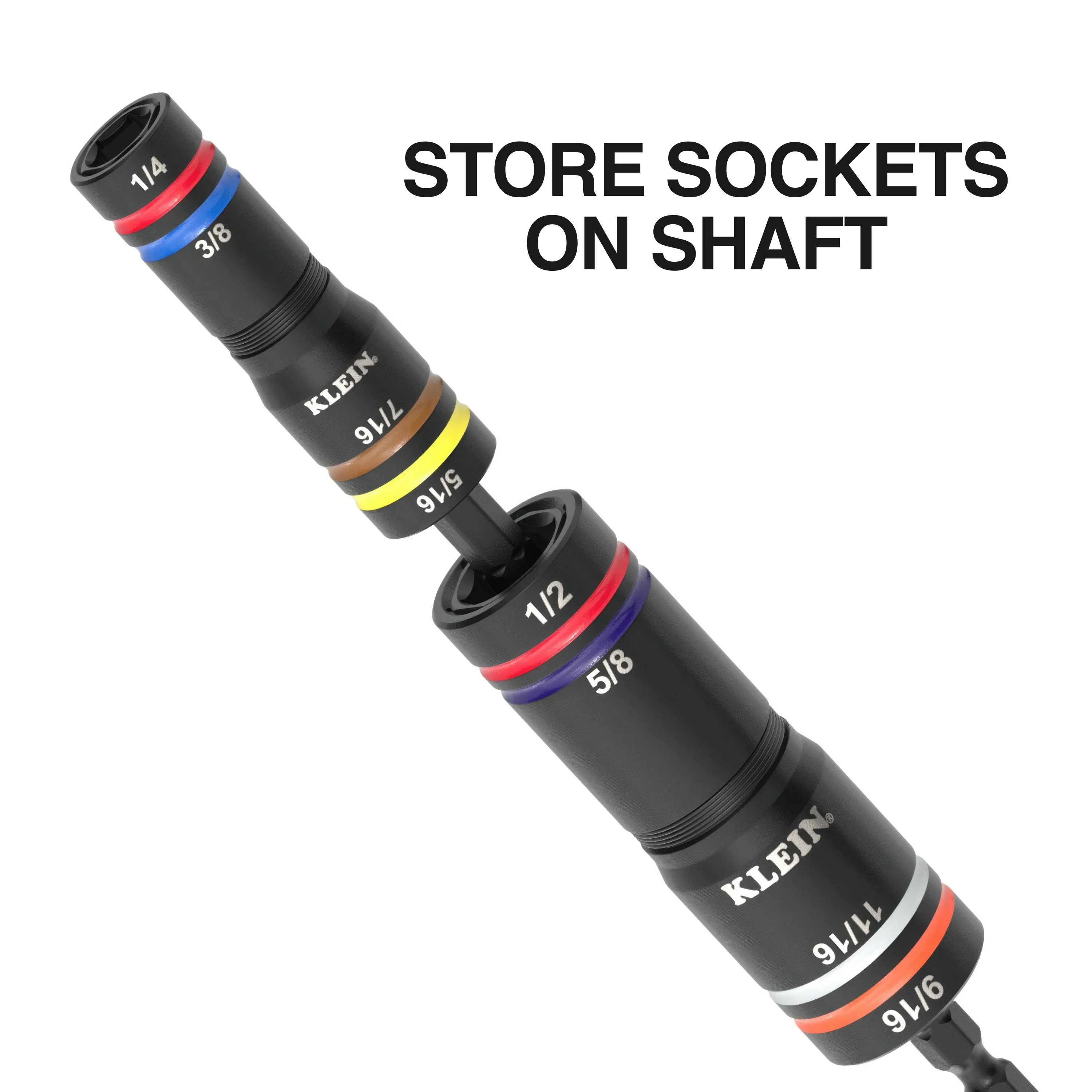 Klein Tools 656QS KNECT Quad-24 Heavy-Duty Impact Flip Sockets, SAE and Metric, 9 Pc.