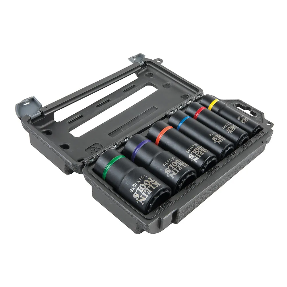 Klein Tools 66010 Socket Set, Impact Socket Set, High-Torque Deep Sockets, 12-Point, 1/2-Inch Drive, with Carrying Case