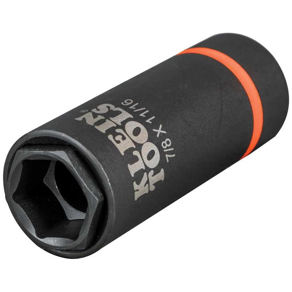 Klein Tools 66064 2-in-1 Deep Impact Socket, 6-Point 7/8-Inch and 11/16-Inch Hex Sizes, Use with Impact Wrenches BAT20-CW, BAT20-CW