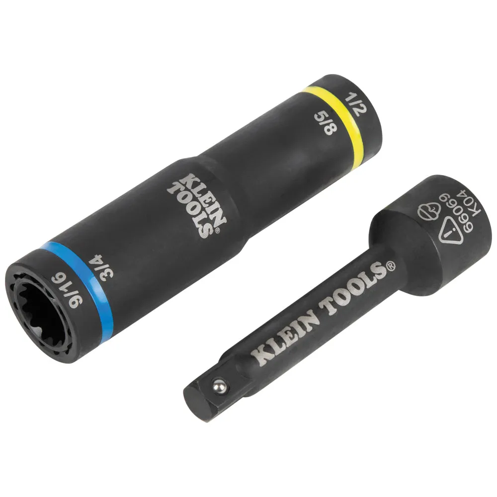 Klein Tools 66069 Flip Quad Socket Adapter, 1/2" to 3/8"
