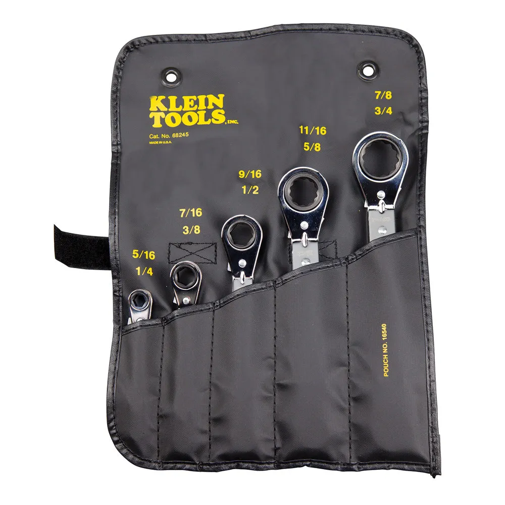 Klein Tools 68245 Fully Reversible Ratcheting Offset Box Wrench Set, 5 Piece