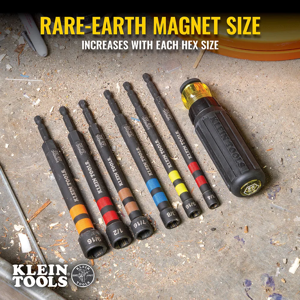 Klein Tools 80182 6-in-1 Nut Driver Set with Zipper Bag