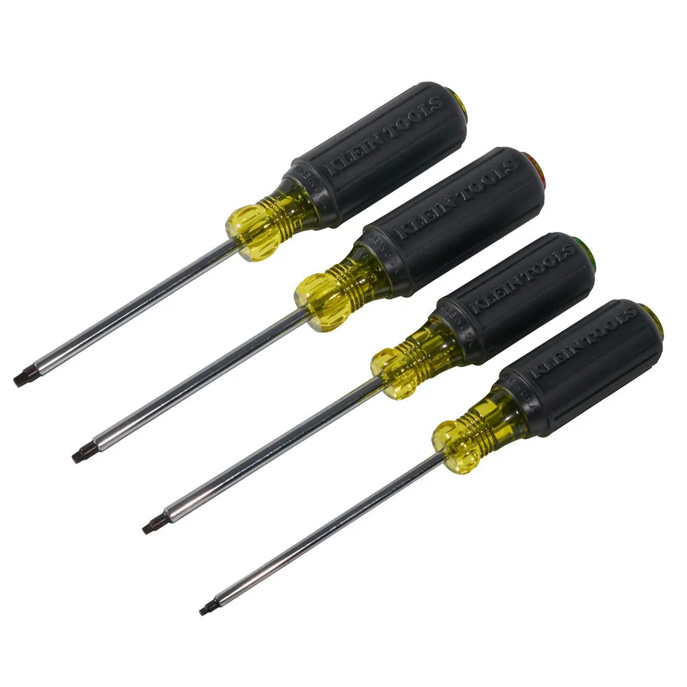 Klein Tools 85664 Square Recess Screwdriver Set, 4 Piece