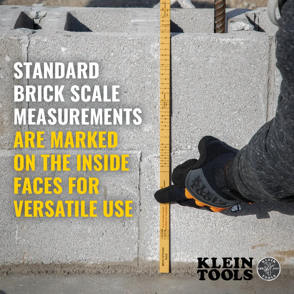 Klein Tools 91163B Fiberglass Folding Rule, Outside Reading, Brick Scale