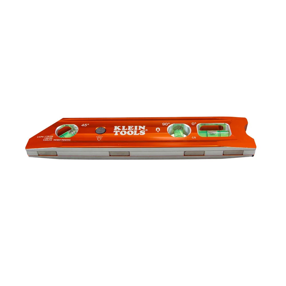 Klein Tools 935RBLT Lighted Level, Magnetic Torpedo, 3 Vial, V-Groove and Magnet Track