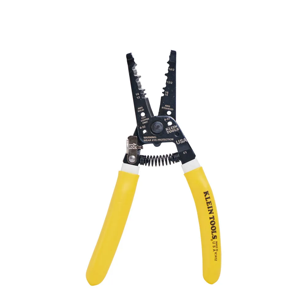 Klein Tools K1412 Wire Cutter and Wire Stripper, Cuts Solid Copper Wire, Strips 12 and 14 AWG Solid Wire