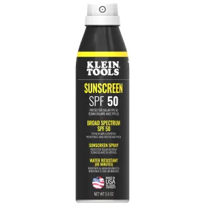 Klein Tools SPF50SPY55 Sunscreen Spray, Broad Spectrum SPF 50, 12-Pack