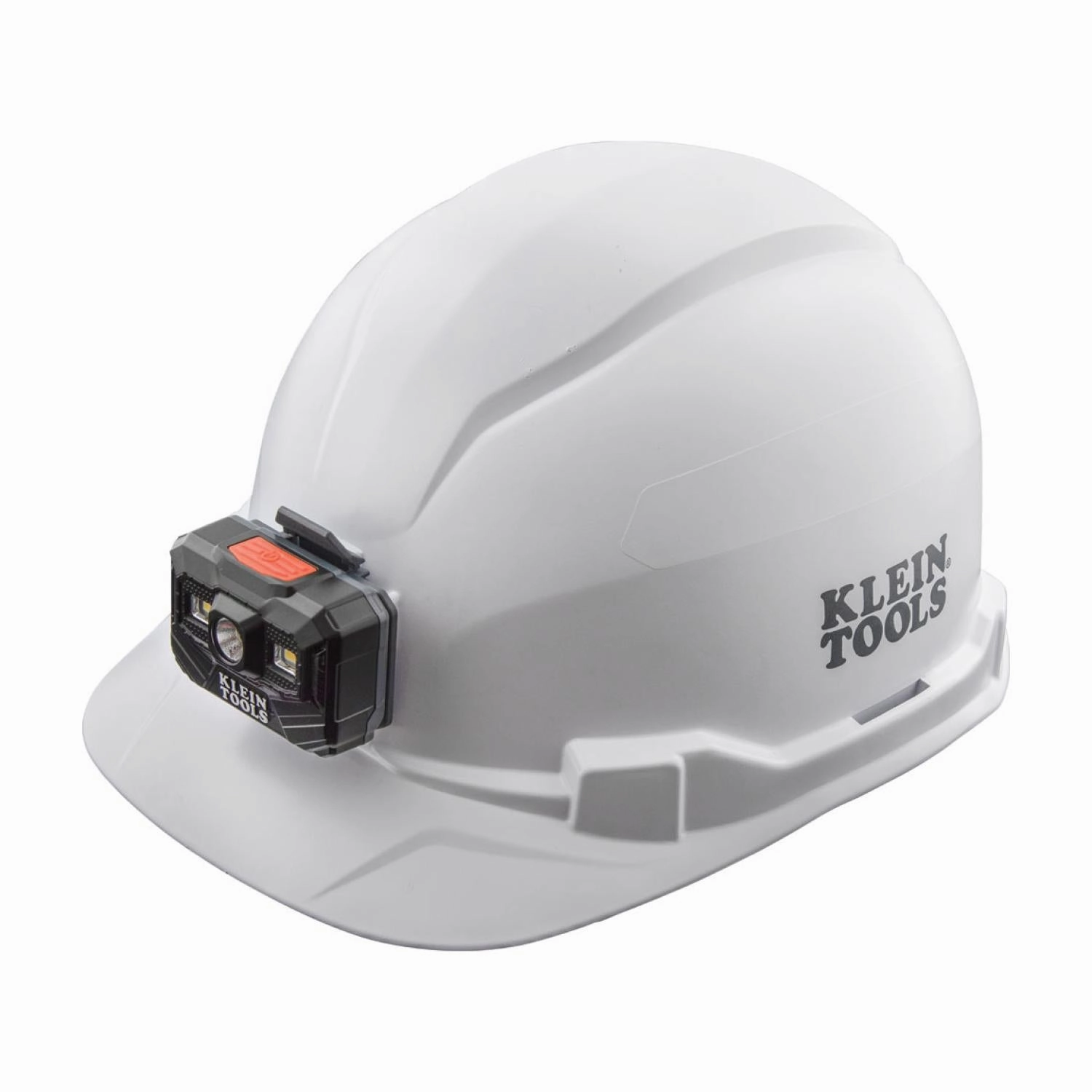 Klein Tools 60107RL Hard Hat, Non-Vented, Cap Style with Rechargeable Headlamp, White