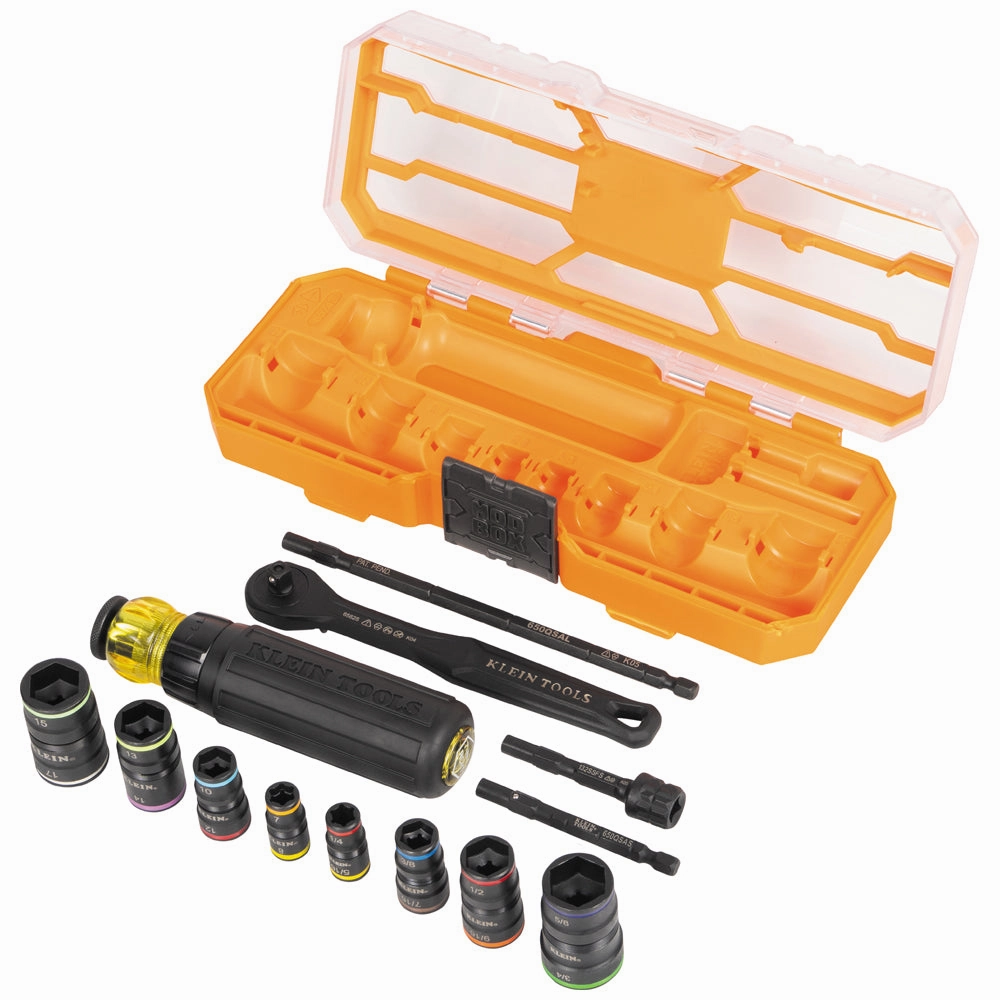 Klein Tools 65242 Flip-16 KNECT Ratcheting Impact Flip Socket Screwdriver Set