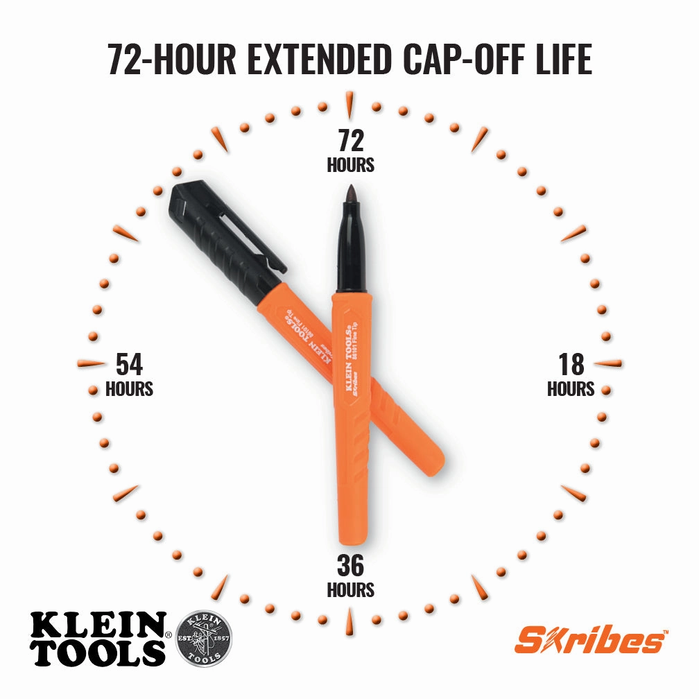 Klein Tools 861914 Skribes Fine Tip Permanent Markers, Multi-Color, 4-Pack