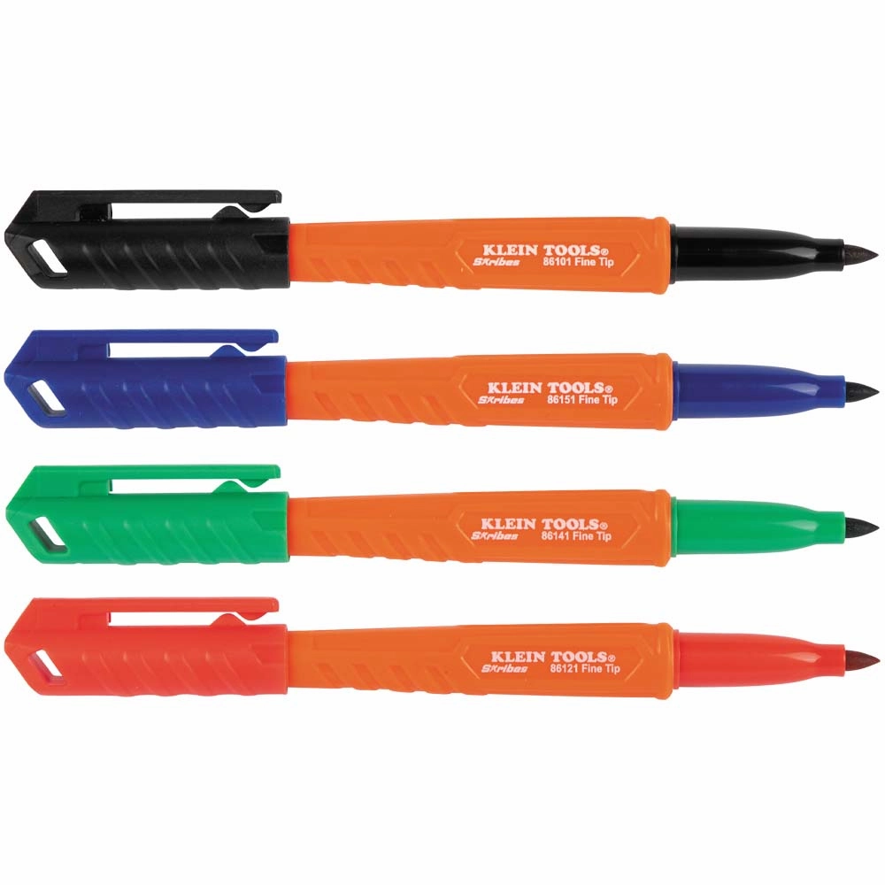 Klein Tools 861914 Skribes Fine Tip Permanent Markers, Multi-Color, 4-Pack