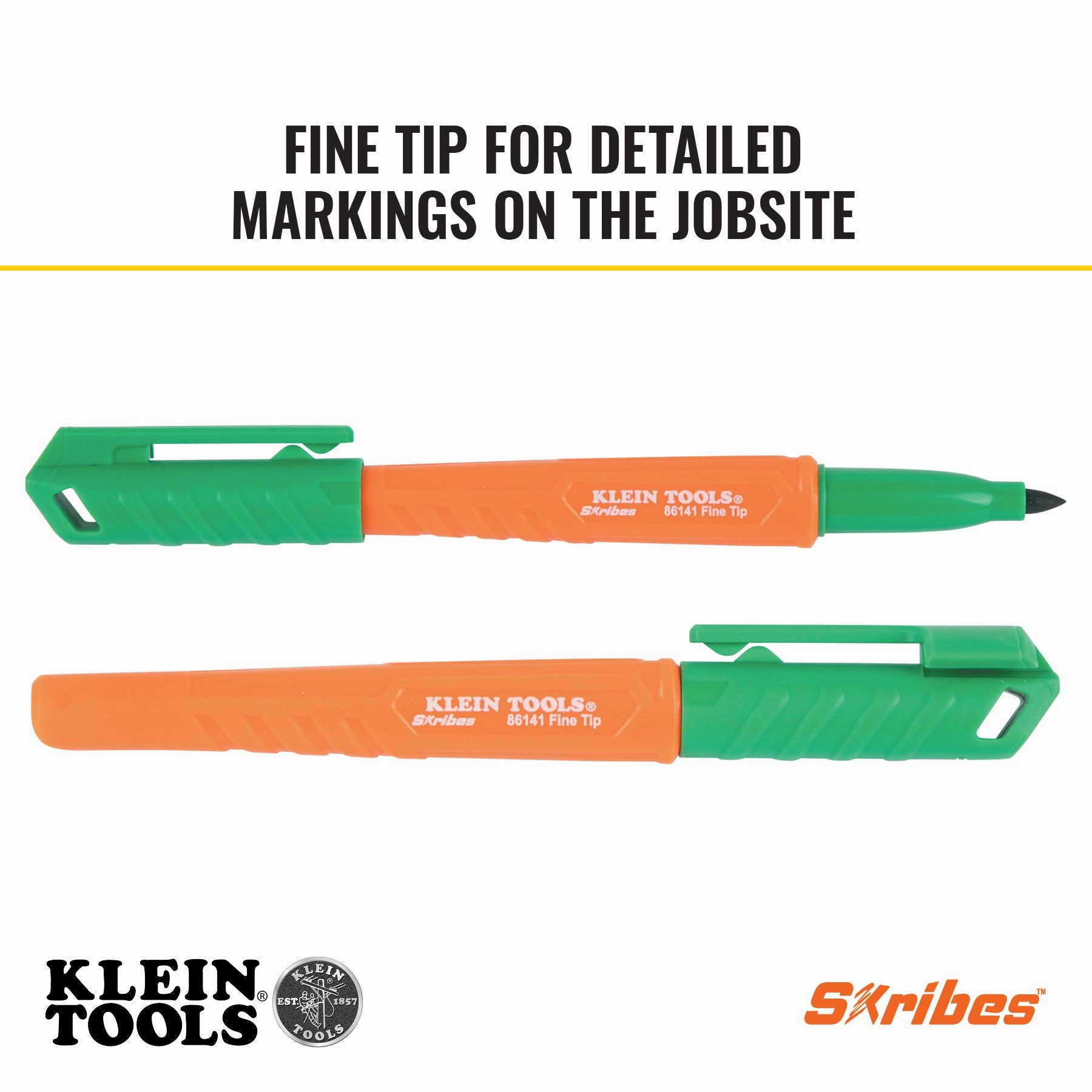 Klein Tools 861914 Skribes Fine Tip Permanent Markers, Multi-Color, 4-Pack