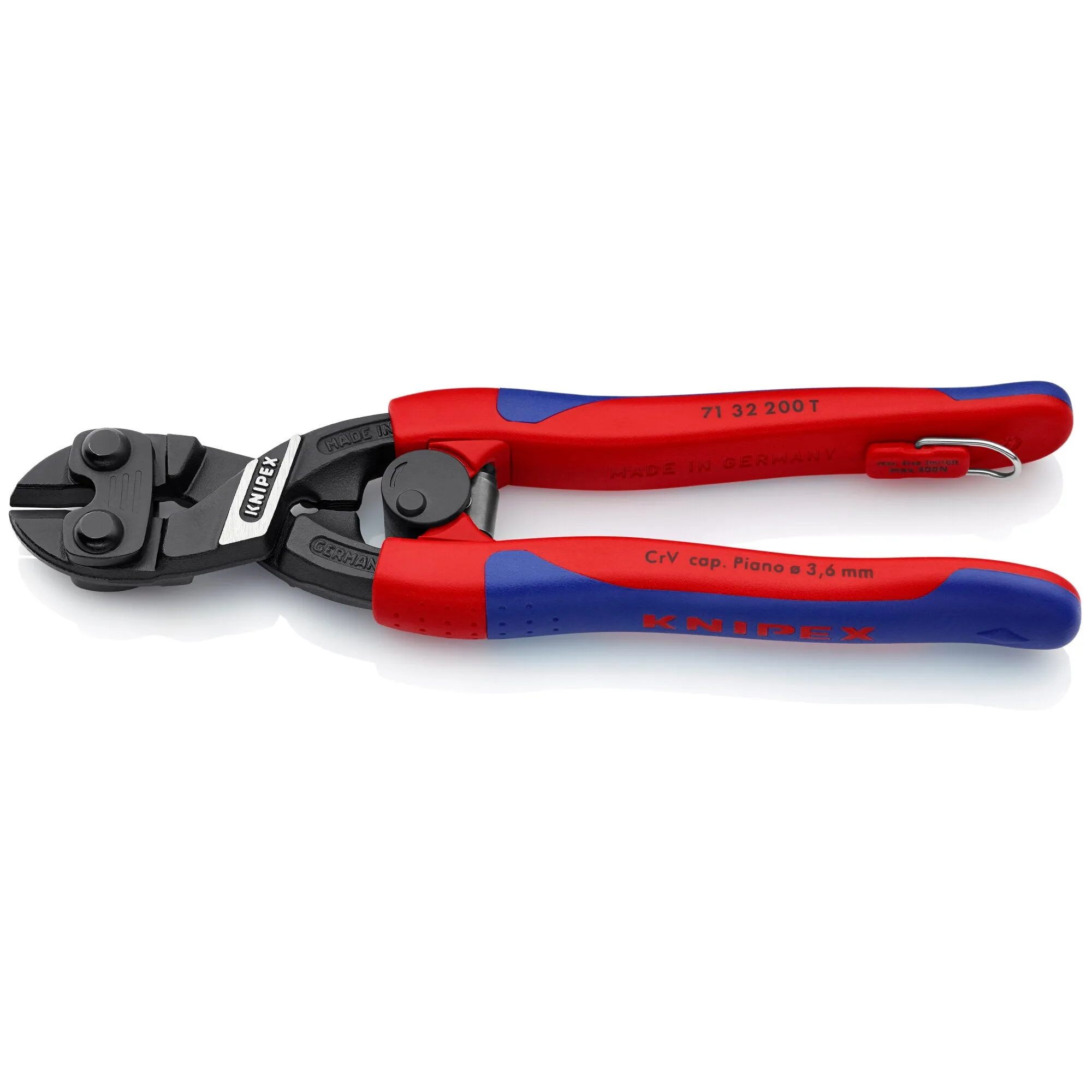Knipex 71 32 200 T BKA 8" CoBolt High Leverage Compact Bolt Cutter-Notched Blade-Tethered Attachment
