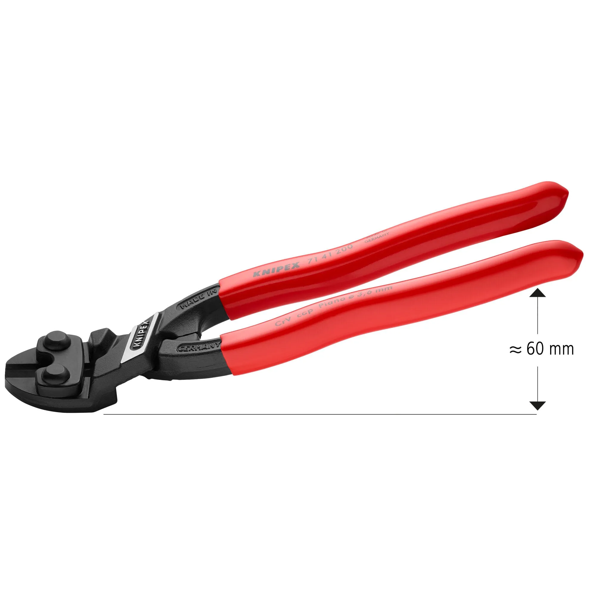 Knipex 71 41 200 SBA 8" CoBolt High Leverage 20 Angled Compact Bolt Cutters-Notched Blade