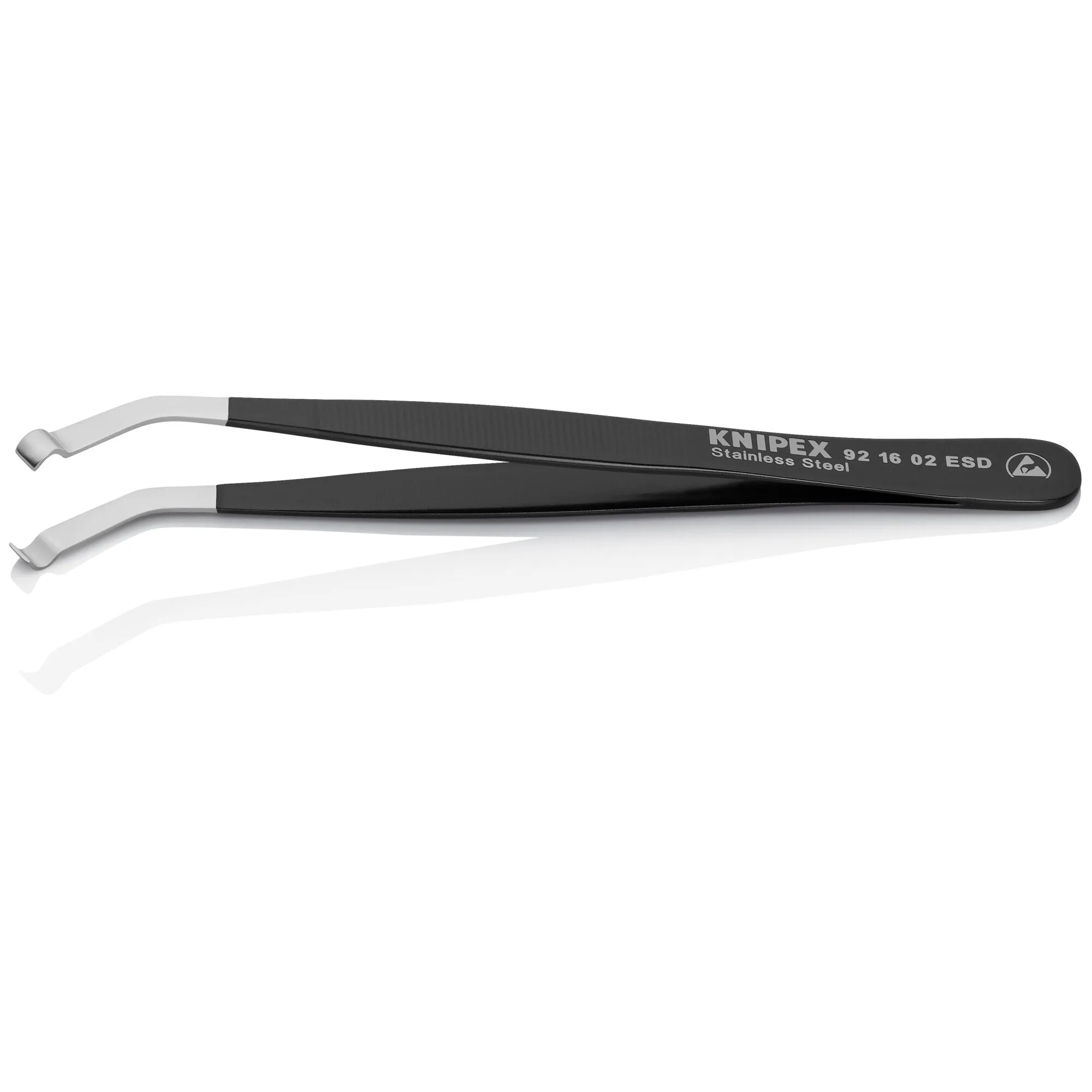Knipex 92 16 02 ESD 4 3/4" Stainless Steel Positioning Tweezers-35Angled-ESD