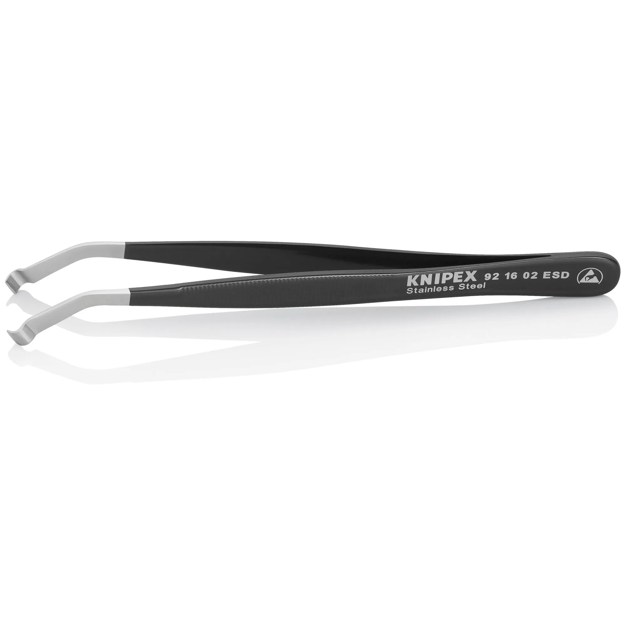 Knipex 92 16 02 ESD 4 3/4" Stainless Steel Positioning Tweezers-35Angled-ESD
