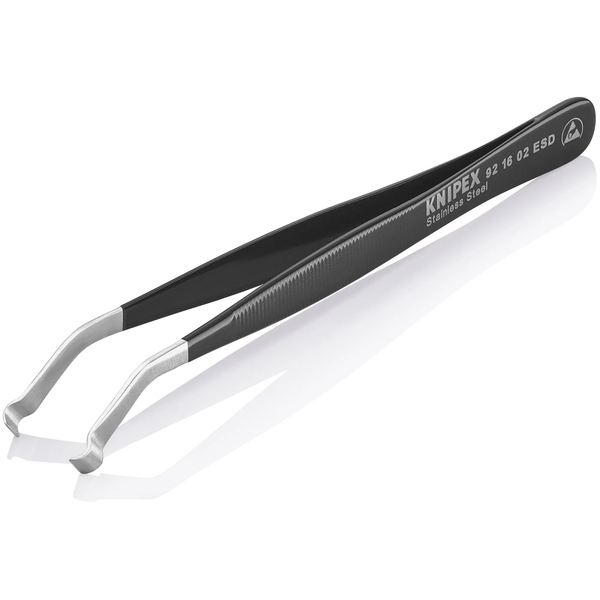 Knipex 92 16 02 ESD 4 3/4" Stainless Steel Positioning Tweezers-35Angled-ESD