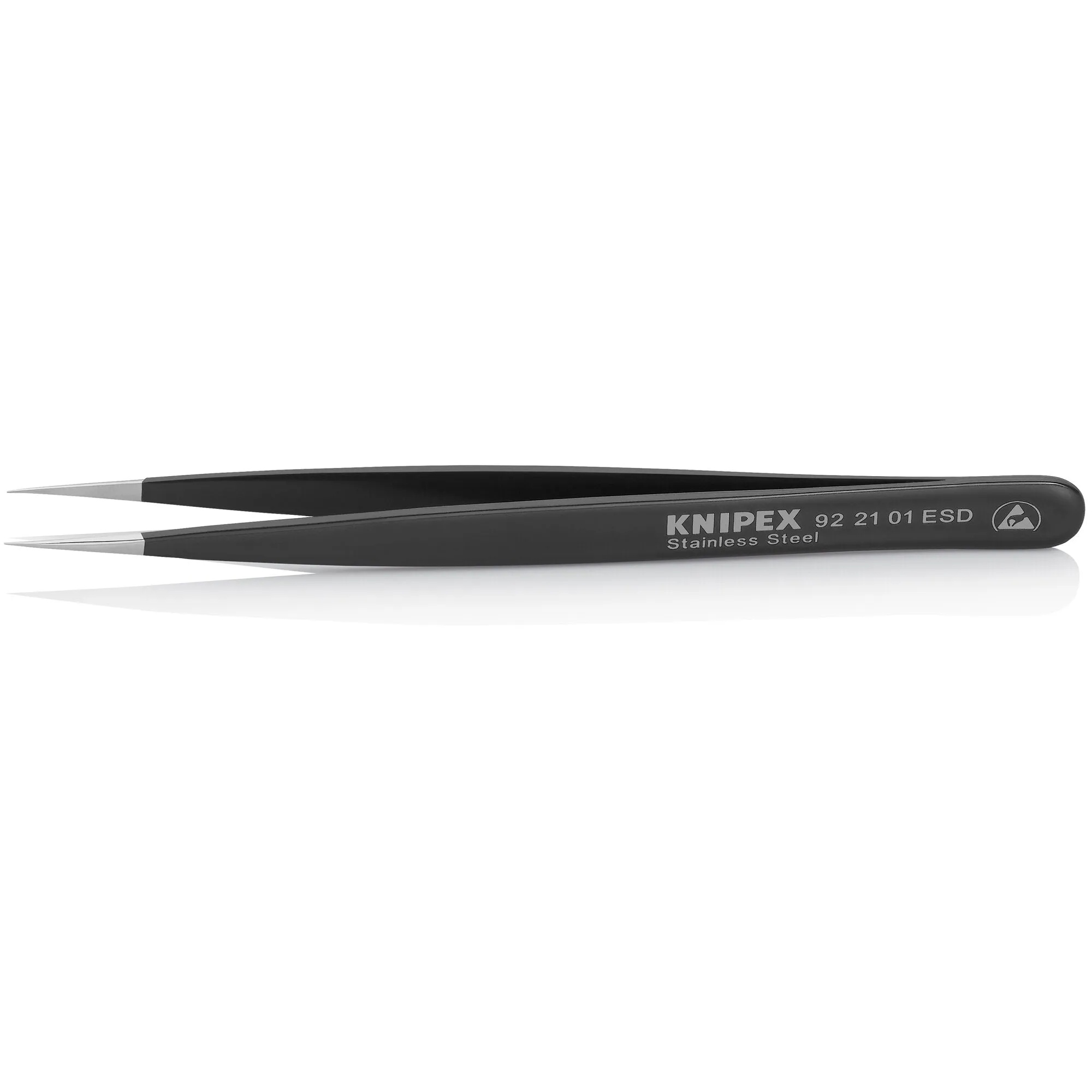 Knipex 92 21 01 ESD 5" Stainless Steel Gripping Tweezers-Needle-Point Tips-ESD
