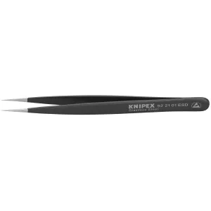 Knipex 92 21 01 ESD 5" Stainless Steel Gripping Tweezers-Needle-Point Tips-ESD