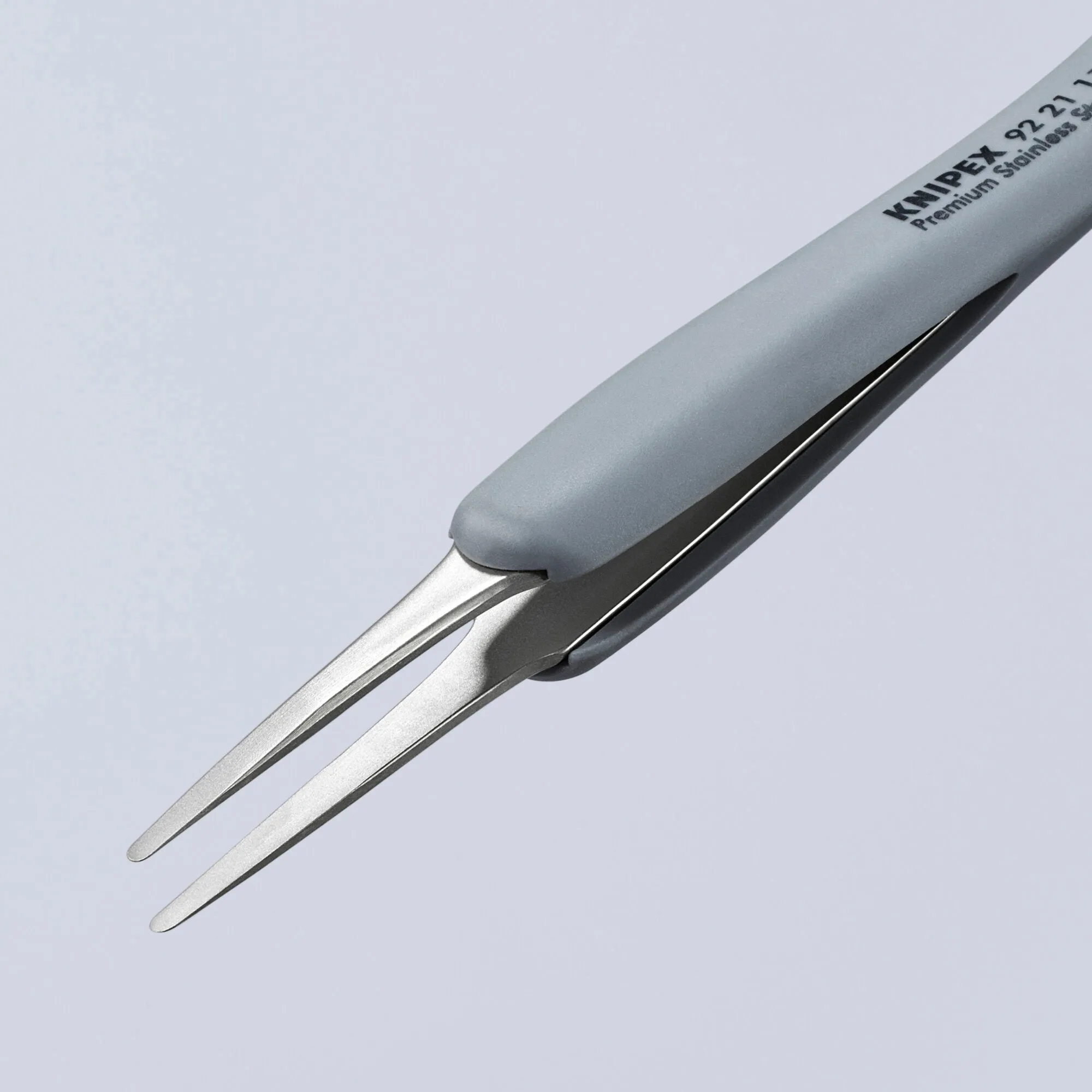 Knipex 92 21 11 ESD 4" Premium Stainless Steel Precision Tweezers-Blunt Tips-ESD Rubber Handles